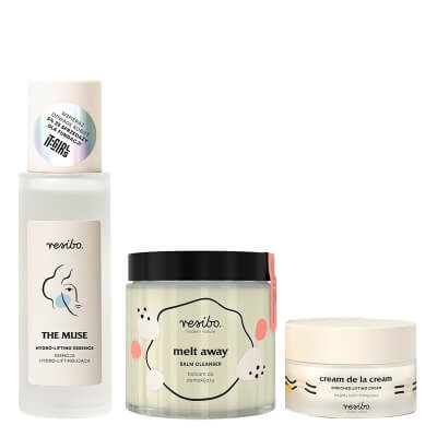 Resibo Melt Away + The Muse + Cream De La Cream ZESTAW Balsam do demakijażu 100 ml + Esencja hydro-liftingująca 100 ml + Bogaty krem liftingujący 50 ml