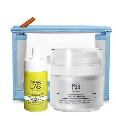 RVB LAB Make Up Pielęgnacja Przeciwstarzeniowo - Regenerująca ZESTAW Silna kuracja przeciwstarzeniowa 30 ml + Bogaty krem z pre-biotykami 50 ml + Kosmetyczka 1 szt