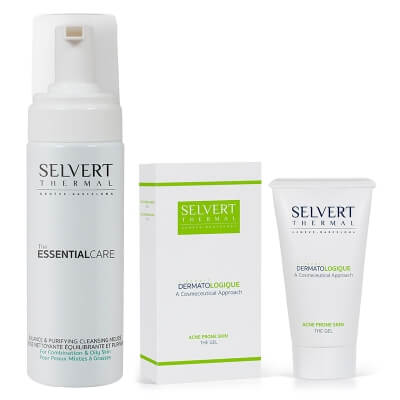 Selvert Thermal Cleansing Mousse + Acne Prone Skin The Gel ZESTAW Pianka oczyszczająca 150 ml + Żel przeciwtrądzikowy 50 ml