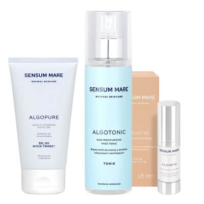 Sensum Mare AlgoTonic + AlgoEye + AlgoPure ZESTAW Tonik 200 ml + Krem pod oczy 15 ml + Żel do mycia twarzy 150 ml