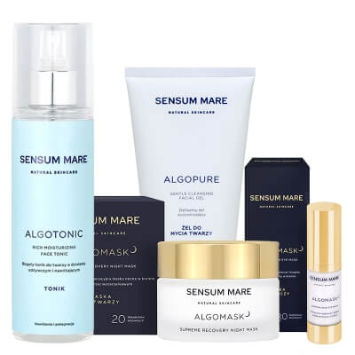 Sensum Mare Night Ritual ZESTAW Żel do mycia twarzy 150 ml + Tonik 200 ml + Maska nocna w kremie pod oczy 15 ml + Maska nocna 50 ml