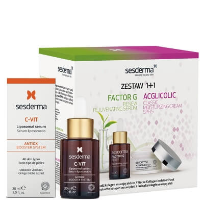 Sesderma Acglicolic Classic + Factor G - Rejuvenating Serum + C-VIT Liposomal Serum ZESTAW ZESTAW Krem nawilżający SPF15 50 ml + Serum z pęcherzykami lipidowymi 30 ml, kartonik + Serum liposomowe 30 ml