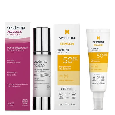 Sesderma Acglicolic Classic Forte + Repaskin Silk Touch SPF 50 ZESTAW Krem-żel nawilżający 50 ml + Krem liposomowy SPF 50 50 ml