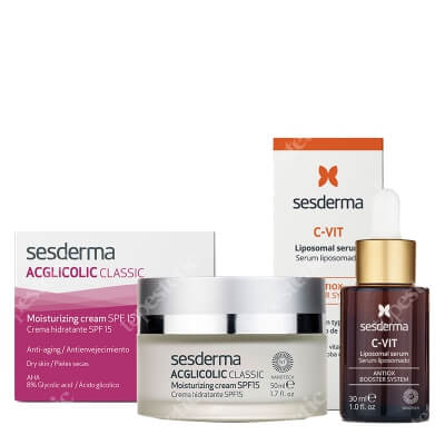 Sesderma Acglicolic Classic SPF15 + C-VIT Liposomal Serum ZESTAW Krem nawilżający 50 ml + Serum liposomowe 30 ml