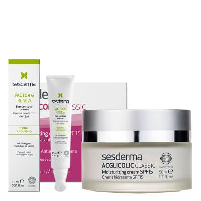 Sesderma Acglicolic Classic SPF15 + Eye Contour Gel Factor G ZESTAW Krem nawilżający 50 ml + Krem pod oczy 15 ml