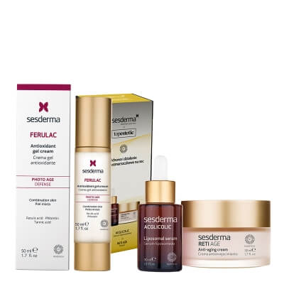 Sesderma Acglicolic Serum + Reti Age Cream + Ferulac Cream - Gel ZESTAW Serum 30 ml + Krem 50 ml + Antyoksydacyjny krem - żel do twarzy 50 ml