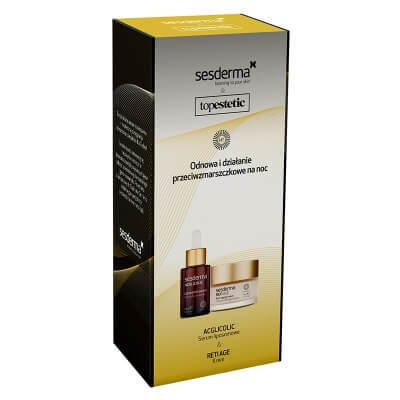 Sesderma Acglicolic Serum + Reti Age Cream ZESTAW Pielęgnacja Przeciwzmarszczkowa i Odnawiająca na Noc - Serum 30 ml + Krem 50 ml
