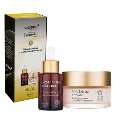 Sesderma Acglicolic Serum + Reti Age Cream ZESTAW Pielęgnacja Przeciwzmarszczkowa i Odnawiająca na Noc - Serum 30 ml + Krem 50 ml