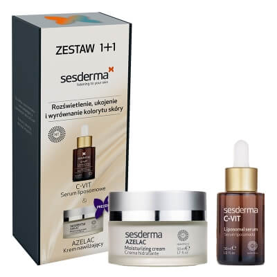 Sesderma Azelac + C-VIT Liposomal Serum ZESTAW Krem nawilżający do twarzy 50 ml + Serum liposomowe 30 ml Kartonik