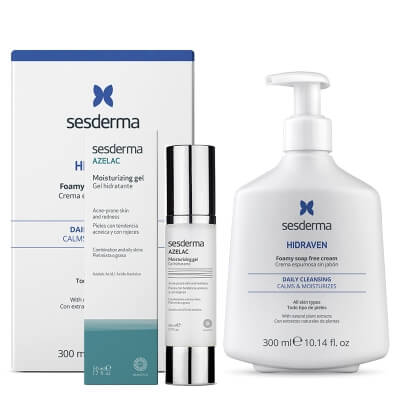 Sesderma Azelac Moisturizing Gel + Hidraven ZESTAW Żel nawilżający do twarzy 50 ml + Pienisty krem 300 ml