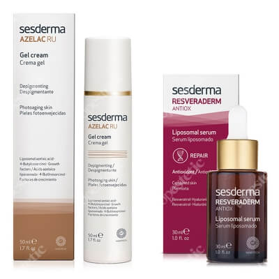 Sesderma Azelac RU Gel Cream + Resveraderm Liposomal Serum ZESTAW Krem-żel depigmentujący 50 ml + Serum liposomowe 30 ml