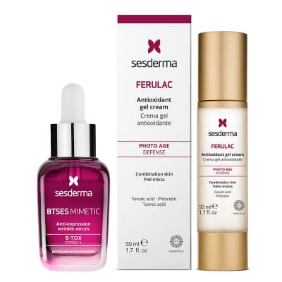 Sesderma BTSeS Mimetic Serum + Ferulac Cream - Gel ZESTAW Serum redukujące zmarszczki 30 ml + Antyoksydacyjny krem - żel do twarzy z kwasem ferulowym 50 ml