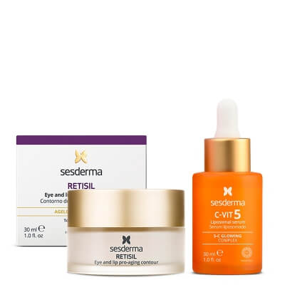 Sesderma C-VIT 5 Liposomal Serum + Retisil Eye and Lip Pro-Aging Contour ZESTAW Serum do twarzy z witaminą C 30 ml + Krem do intensywnej pielęgnacji konturu oczu i ust 30 ml