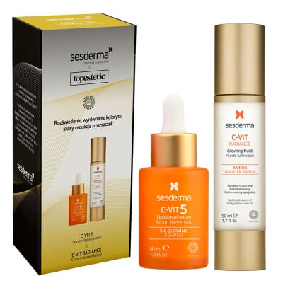 Sesderma C-VIT 5 Serum + C-VIT Radiance ZESTAW Pielęgnacja Rewitalizująca Dodająca Blasku, Serum 30 ml + Krem rozświetlający 50 ml