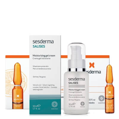 Sesderma C-VIT Intensive Serum + Salises ZESTAW Intensywne Serum 12% Ampułki 10 x 1,5 ml + Krem-żel nawilżający 50 ml