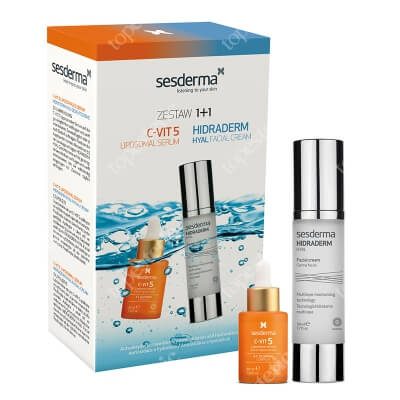 Sesderma Hidraderm Hyal + C-VIT 5 Liposomal Serum ZESTAW Krem do twarzy 50 ml + Serum do twarzy z witaminą C 30 ml Kartonik