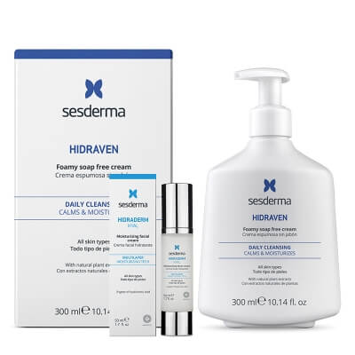 Sesderma Hidraderm Hyal + Hidraven ZESTAW Krem do twarzy 50 ml + Pienisty krem 300 ml