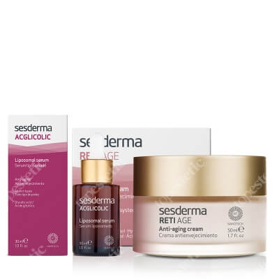 Sesderma Aglicolic Serum + Reti Age Cream ZESTAW Intensywna Odnowy Skóry Nocą - Serum Liposomowe 30 ml + Krem przeciwzmarszczkowy 50 ml