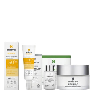 Sesderma Mesoses Serum + Hidraloe + Repaskin Fluido Invisible SPF 50+ ZESTAW Serum liposomowe 30 ml + Nawilżający krem do twarzy 50 ml + Emulsja 50 ml
