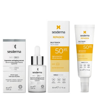 Sesderma Mesoses Serum + Repaskin Silk Touch SPF 50 ZESTAW Serum liposomowe 30 ml + Krem liposomowy SPF 50 50 ml