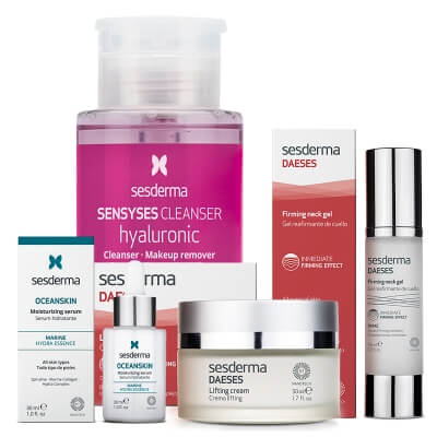 Sesderma Pielęgnacja Liftingująca ZESTAW Krem liftingujący 50 ml + Żel ujędrniający szyję 50 ml + Serum nawilżające 30 ml + Płyn oczyszczający, liposomowy 200 ml