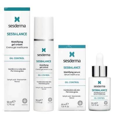 Sesderma Pielęgnacja Retinolem Skóry Tłustej, Błyszczącej ZESTAW Serum matujące, regulujące wydzielanie sebum z retinolem 30 ml + Krem-żel do skóry z tendencją do trądziku i błyszczenia 50 ml