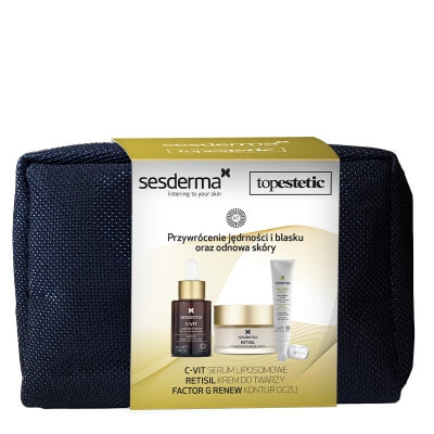 Sesderma C-VIT Serum + Retisil Cream + Factor G Eye Creme ZESTAW Pielęgnacja Skóry Dojrzałej z Przebarwieniami - Serum liposomowe 30 ml + Krem ujędrniający 50 ml + Krem pod oczy 15 ml
