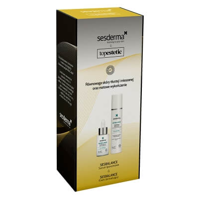 Sesderma Sesbalance Serum + Sesbalance Creme - Gel ZESTAW Pielęgnacja Skóry Tłustej, Mieszanej i Błyszczącej - Serum matujące 30 ml + Krem-żel matujący 50 ml