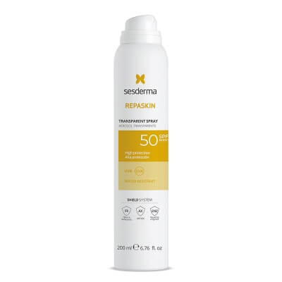 Sesderma Repaskin Transparent Spray Aerosol SPF 50+ Spray przeciwsłoneczny do ciała 200 ml