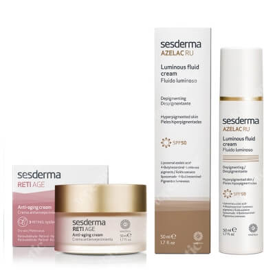 Sesderma Reti Age Cream Anti Aging + Azelac RU Luminous Fluid Cream ZESTAW Krem przeciwzmarszczkowy 50 ml + Emulsja rozświetlająca SPF 50 50 ml