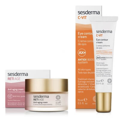 Sesderma Reti Age Cream Anti Aging + C-VIT Eye Contour Cream ZESTAW Krem przeciwzmarszczkowy 50 ml + Krem pod oczy 15 ml