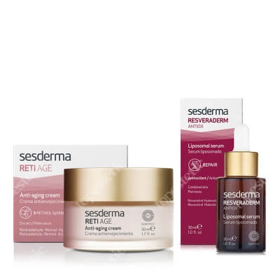 Sesderma Reti Age Cream Anti Aging + Resveraderm Liposomal Serum ZESTAW Krem przeciwzmarszczkowy 50 ml + Serum liposomowe 30 ml
