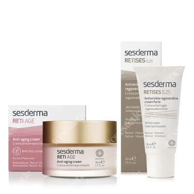 Sesderma Reti Age Cream Anti Aging + Retises 0,25% ZESTAW Krem przeciwzmarszczkowy 50 ml + Regenerujący krem przeciwzmarszczkowy 30 ml