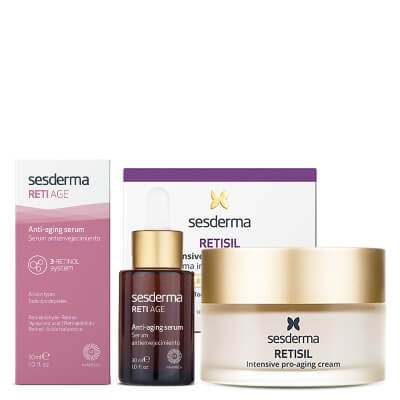 Sesderma Reti Age Serum + Retisil Intensive Pro-Aging Cream ZESTAW Serum przeciwzmarszczkowe 30 ml + Intensywny krem ujędrniający 50 ml