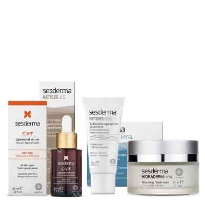 Sesderma Retises 0,5% + Hidraderm HYAL + C-VIT Liposomal Serum ZESTAW Regenerujący krem przeciwzmarszczkowy 30 ml + Odżywczy krem do twarzy 50 ml + Serum liposomowe 30 ml