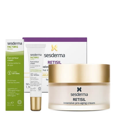Sesderma Retisil Intensive Pro-Aging Cream + Factor G Eye Contour Cream ZESTAW Intensywny krem ujędrniający 50 ml + Przeciwstarzeniowy krem pod oczy 15 ml