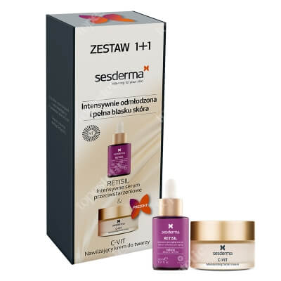Sesderma Retisil Intensive Pro-Aging Serum + C-VIT Moisturizing Facial Cream ZESTAW Intensywne serum ujędrniające 30 ml + Krem nawilżający 50 ml, Kartonik