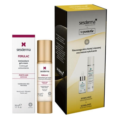 Sesderma Sesbalance Serum + Sesbalance Creme - Gel + Ferulac Cream - Gel ZESTAW Serum matujące 30 ml + Krem-żel matujący 50 ml + Antyoksydacyjny krem 50 ml