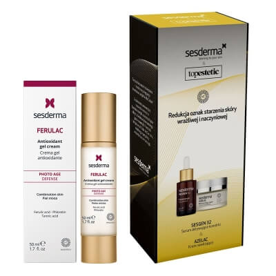Sesderma Sesgen 32 Serum + Azelac Cream + Ferulac Cream - Gel ZESTAW Serum 30 ml + Krem 50 ml + Antyoksydacyjny krem - żel do twarzy z kwasem ferulowym 50 ml