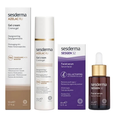 Sesderma Sesgen 32 Serum + Azelac RU Gel Cream ZESTAW Serum aktywujące komórki 30 ml + Krem-Żel depigmentujący 50 ml