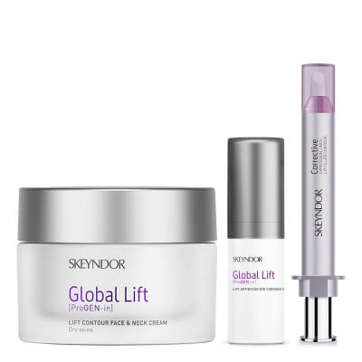 Skeyndor Corrective Care Complex ZESTAW Krem do twarzy i szyi dla skóry suchej 50 ml + Krem pod oczy 15 ml + Serum wygładzające zmarszczki wokół ust 10 ml