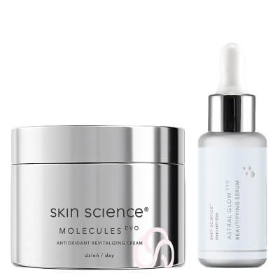 Skin Science Astral Glow Evo Beautifying Skin ZESTAW Upiększające serum rozjaśniająco-liftingujące 30 ml + Antyoksydacyjny odmładzający krem na dzień 50 ml