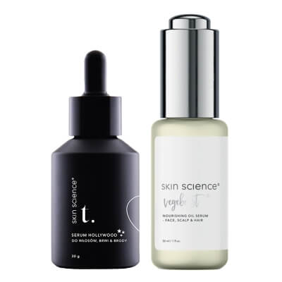 Skin Science Serum Power ZESTAW Odżywcze serum olejowe do twarzy 30 ml + Serum do łodygi włosa, brwi i brody 30 g