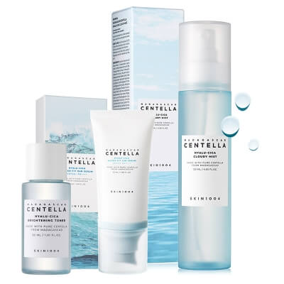 Skin1004 Madagascar Centella Hyalu-Cica Brightening Set ZESTAW Toner 30 ml + Krem SPF 50+ PA++++ 50 ml + Mgiełka do twarzy 120 ml