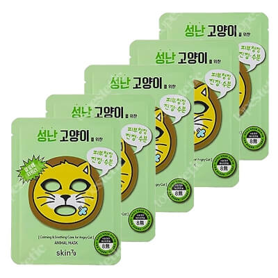 Skin79 Animal Mask - For Angry Cat x 5 ZESTAW Kojąca maska w płacie 23 g x 5