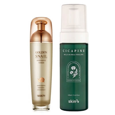 Skin79 Cica Pine Mild Bubble Peeling + Golden Snail Intensive Toner ZESTAW Pianka peelingująca 160 ml + Toner 130 ml