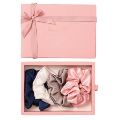 Slaap Scrunchie Set ZESTAW Gumka do włosów - beż 1 szt + Gumka do włosów - ecru 1 zt + Gumka do włosów - granat 1 szt + Gumka do włosów - pudrowy róż 1 szt