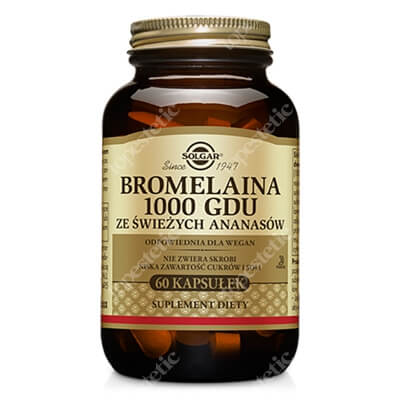 Solgar Bromelaina 1000 GDU ze świeżych ananasów 60 kapsułek