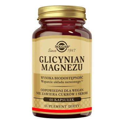Solgar Glicynian Magnezu Suplement diety 60 kaps.