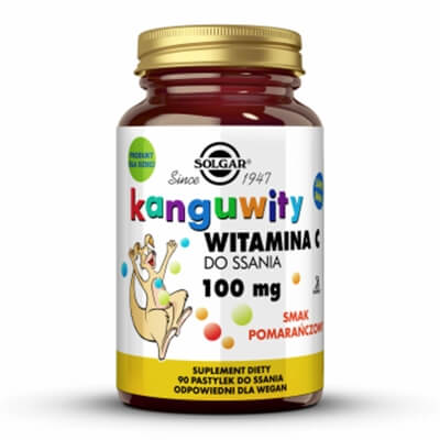 Solgar Kanguwity Witamina C do ssania 100 mg smak pomarańczowy 90 pastylek